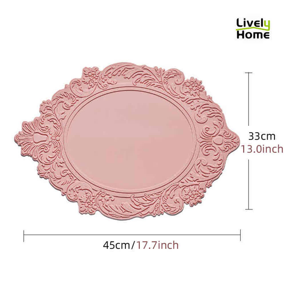Silicone Oval Placemat Flower Embossed  2