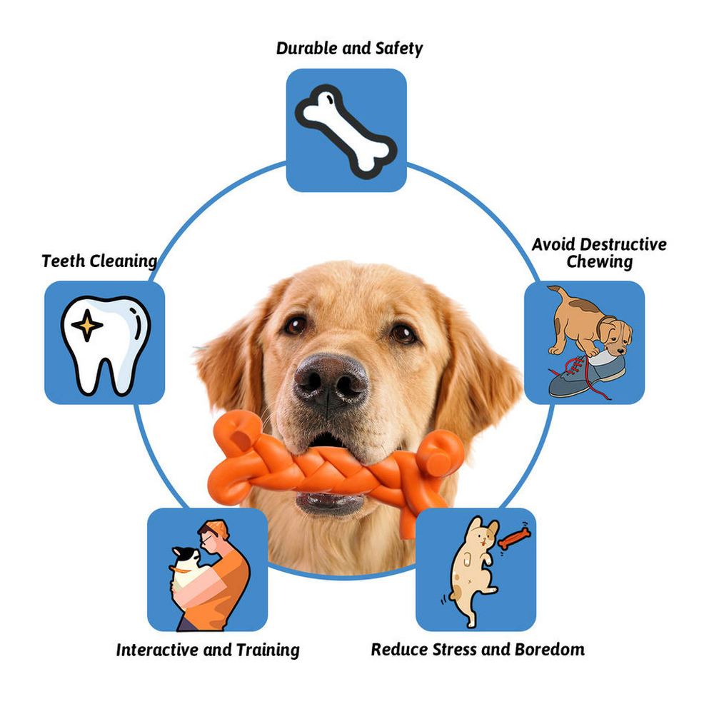Rubber Real Beef Bacon Flavor Bone Wishbone Shape Dog Chew Toy 4