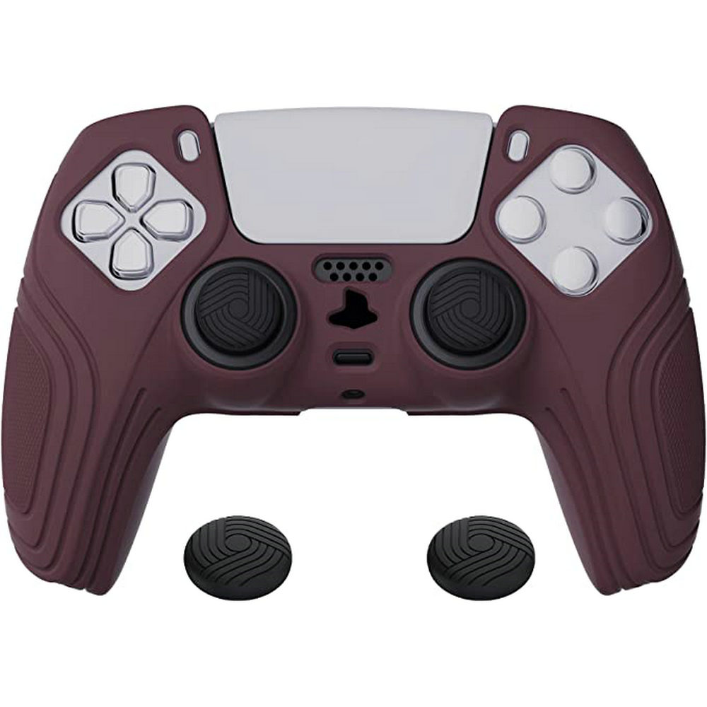 Ergonomic Soft Rubber Protective Case For Playstation 5 Ps5 Controller With Black Thumb Stick Caps