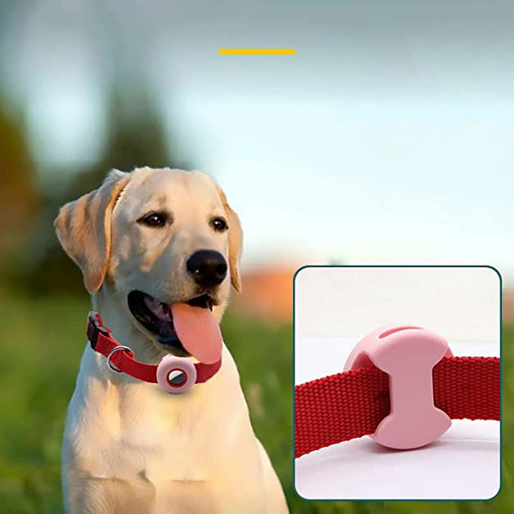 Airtag Dog Collar Holder 2 Pack Silicone Protective Air Tag Cat Collar Cover 4