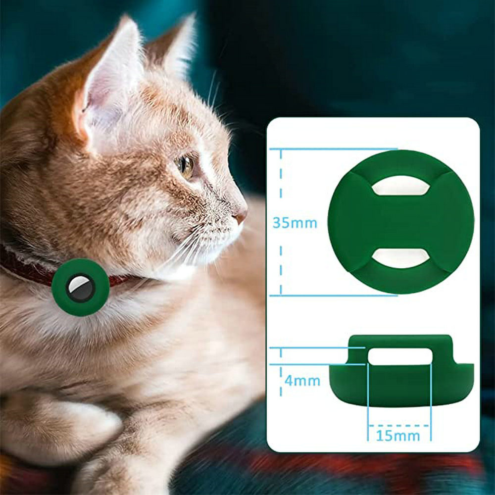 Airtag Dog Collar Holder 2 Pack Silicone Protective Air Tag Cat Collar Cover 2