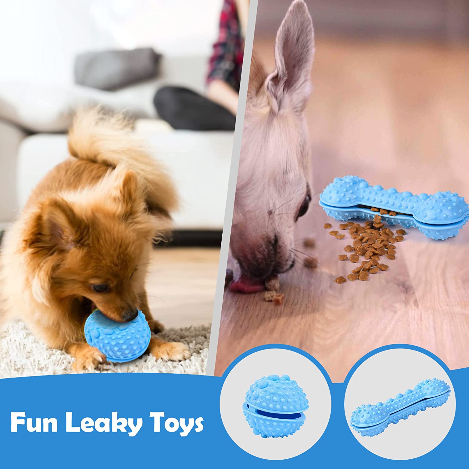 Dog Toys 2pack Puppy Bone Ball Chew Toy for Aggressive Chewers 2