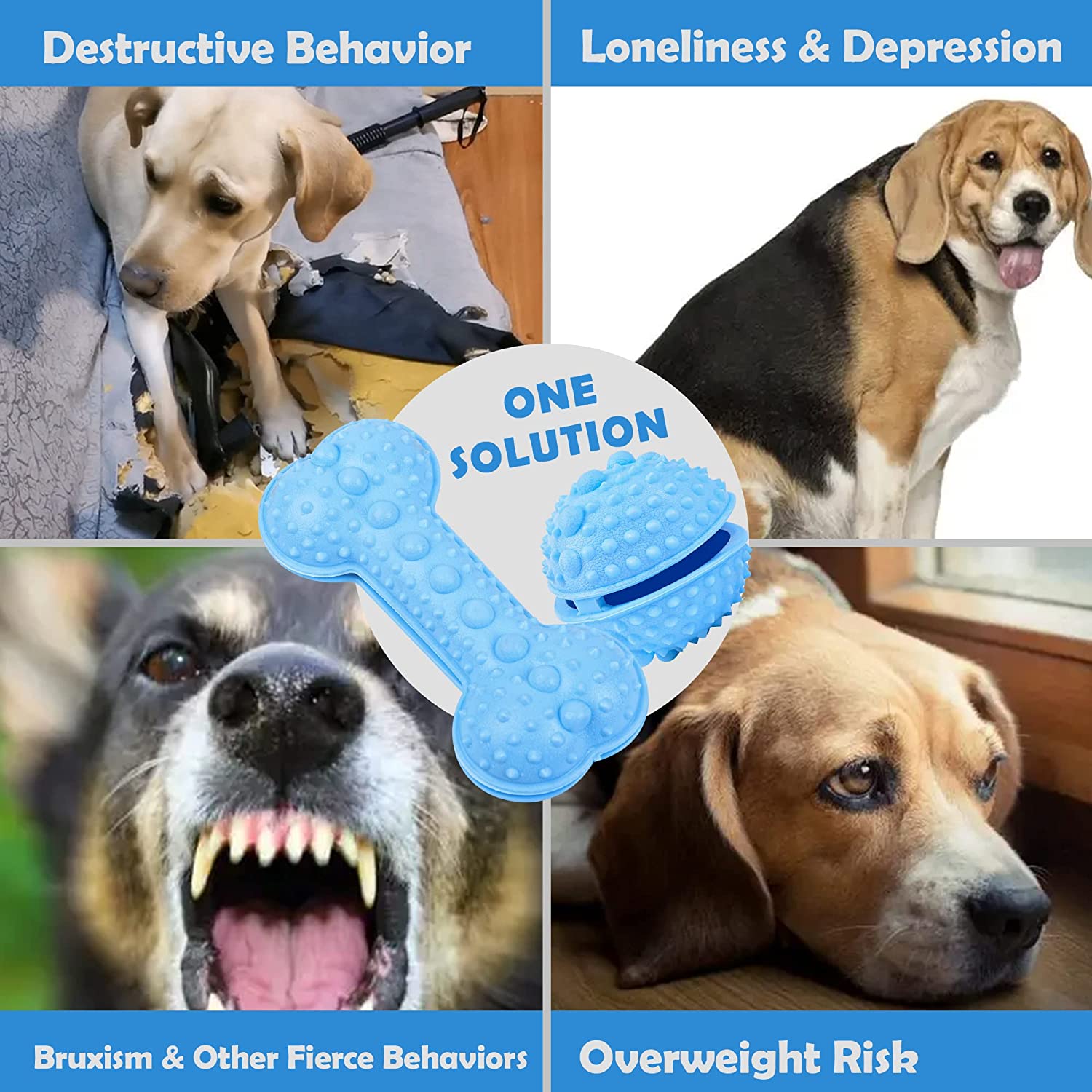 Dog Toys 2pack Puppy Bone Ball Chew Toy for Aggressive Chewers 4