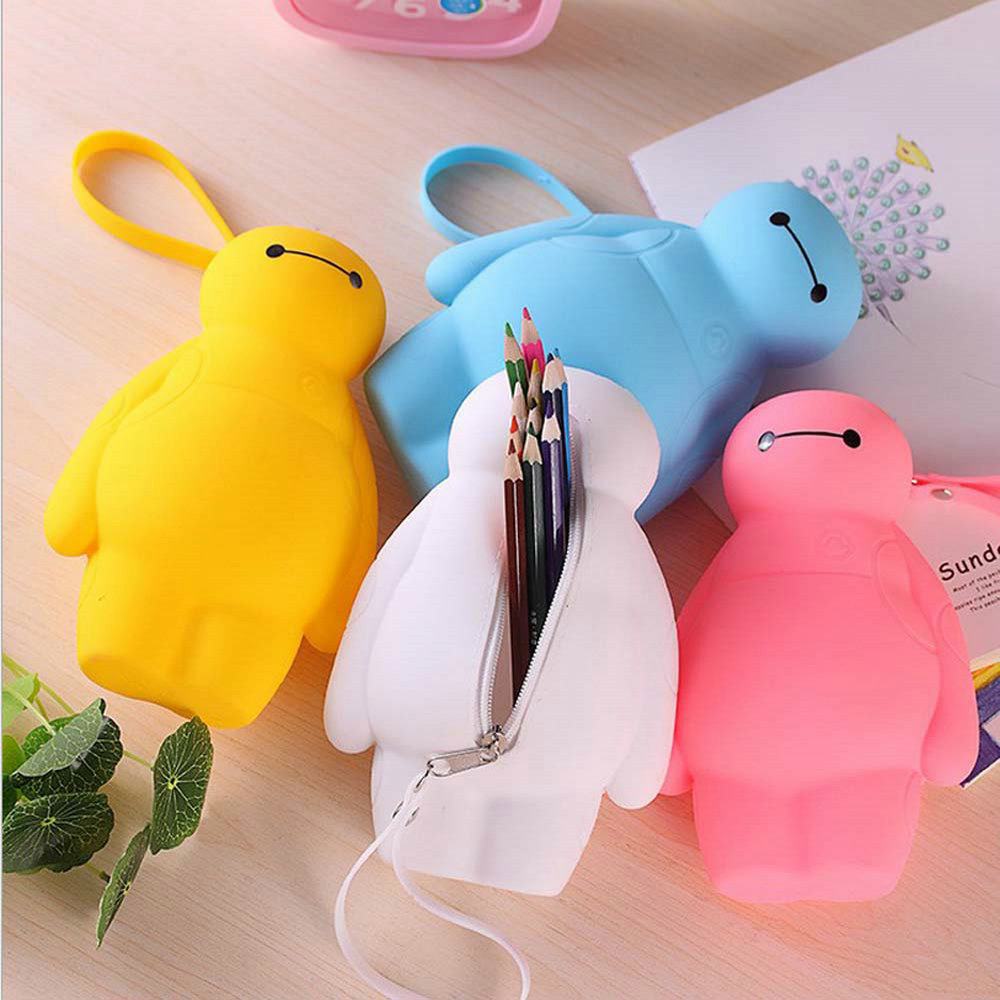 Cute student pencil bag creative big white silicone simple pen case school supplies 4