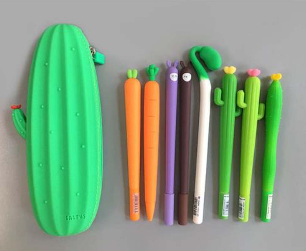 creative cartoon carrot soft silicone pen bag student cute portable pencil stationery storage pen case 6