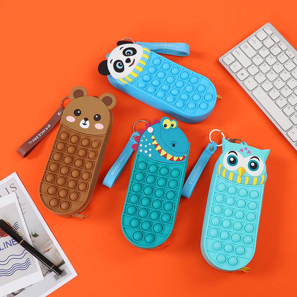 Cartoon silicone pen bag creative student stationery box rodent killer pioneer decompression bubble storage bag pencil bag 3