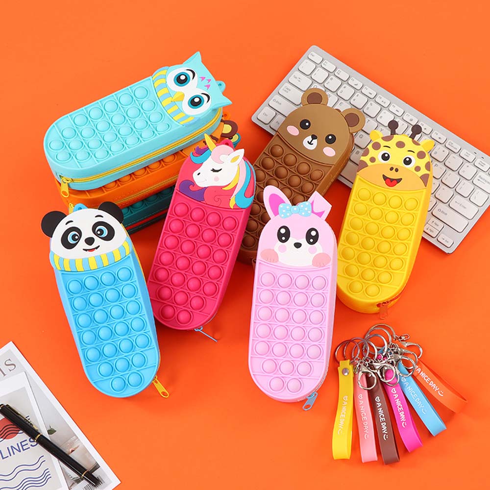 Cartoon silicone pen bag creative student stationery box rodent killer pioneer decompression bubble storage bag pencil bag 4