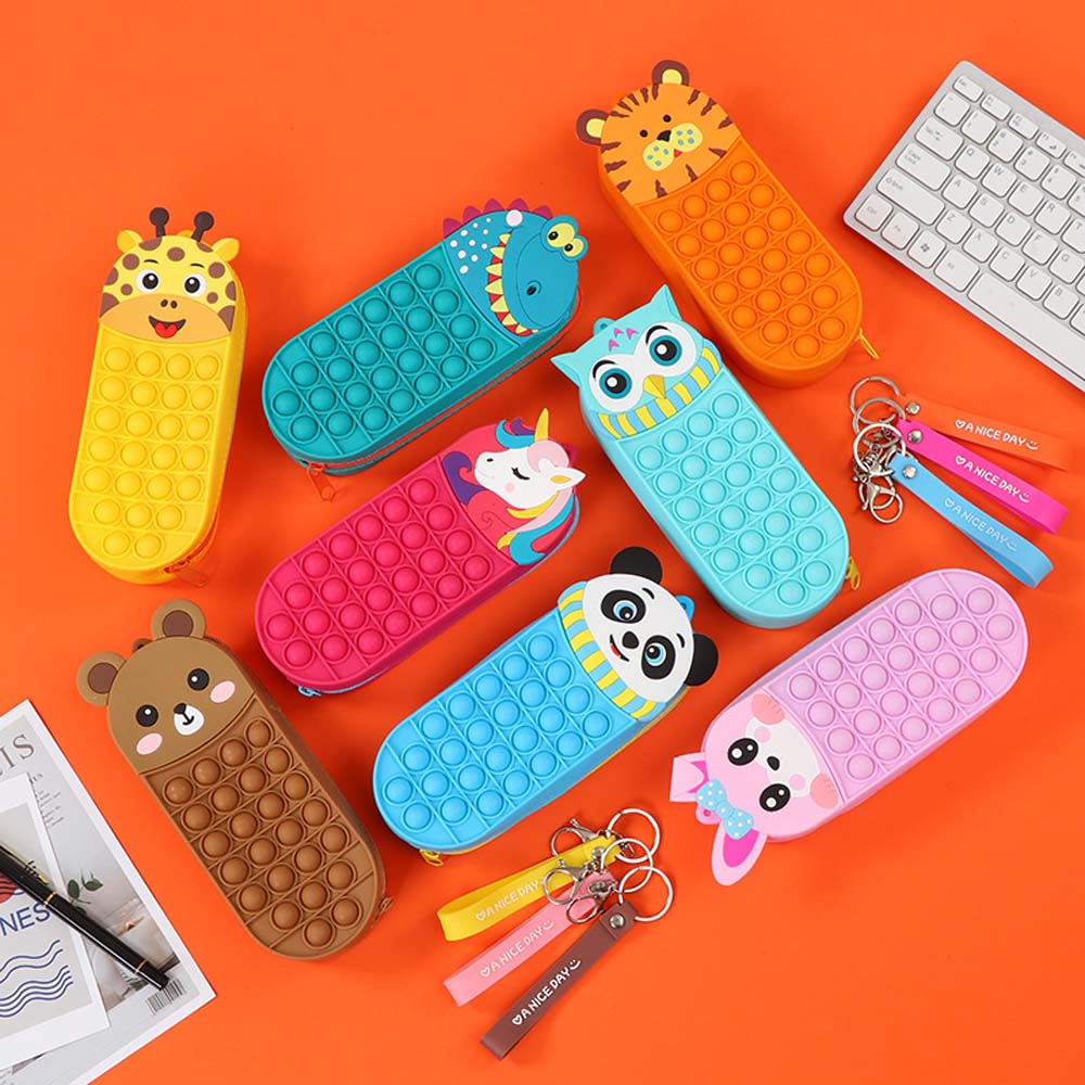 Cartoon silicone pen bag creative student stationery box rodent killer pioneer decompression bubble storage bag pencil bag 5