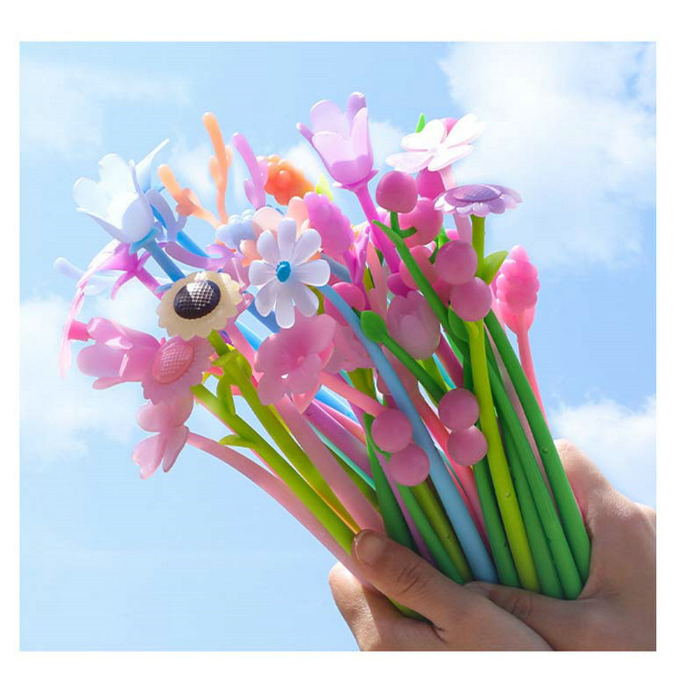 Creative flower shape meets light color change gel pen student exam writing silicone pen office signature fountain pen 2