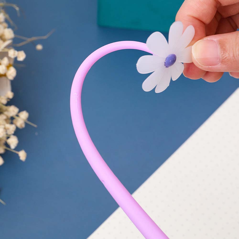 Creative flower shape meets light color change gel pen student exam writing silicone pen office signature fountain pen 4