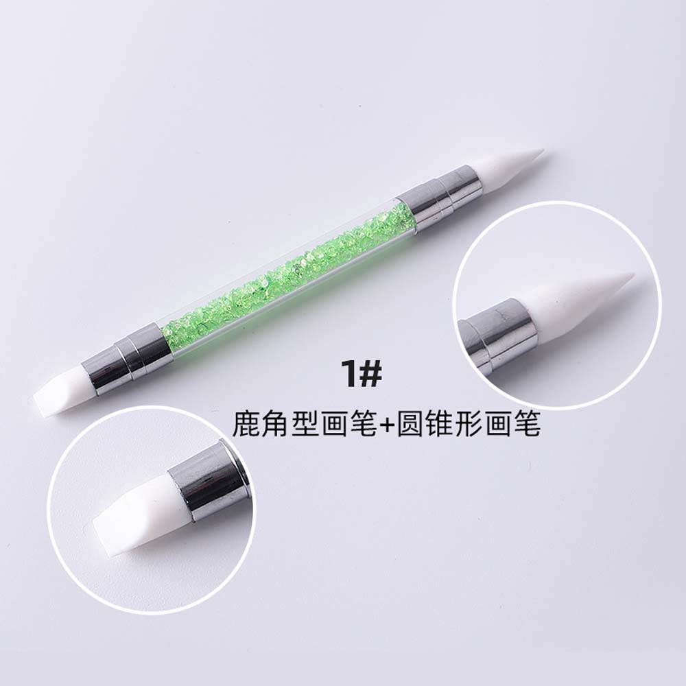Nail art double head silicone pen set Nail head pen powder embossing stick indentation pen soft ceramic clay tool 2