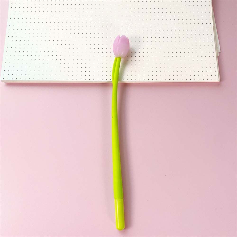 creative light color change tulip silicone gel pen small fresh cute student black 0.5 signature-Pen 3