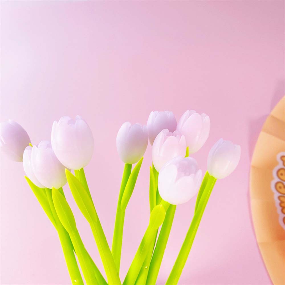 creative light color change tulip silicone gel pen small fresh cute student black 0.5 signature-Pen 4