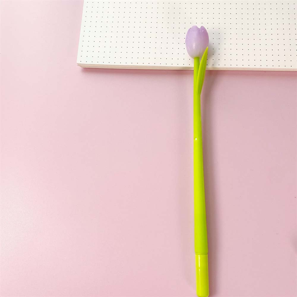 creative light color change tulip silicone gel pen small fresh cute student black 0.5 signature-Pen 5