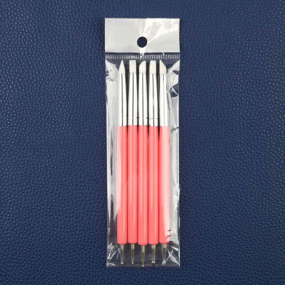 Silicone pen nail engraving embossing pen double end dot dot needle point drill pen set soft clay tool retouching pen 2