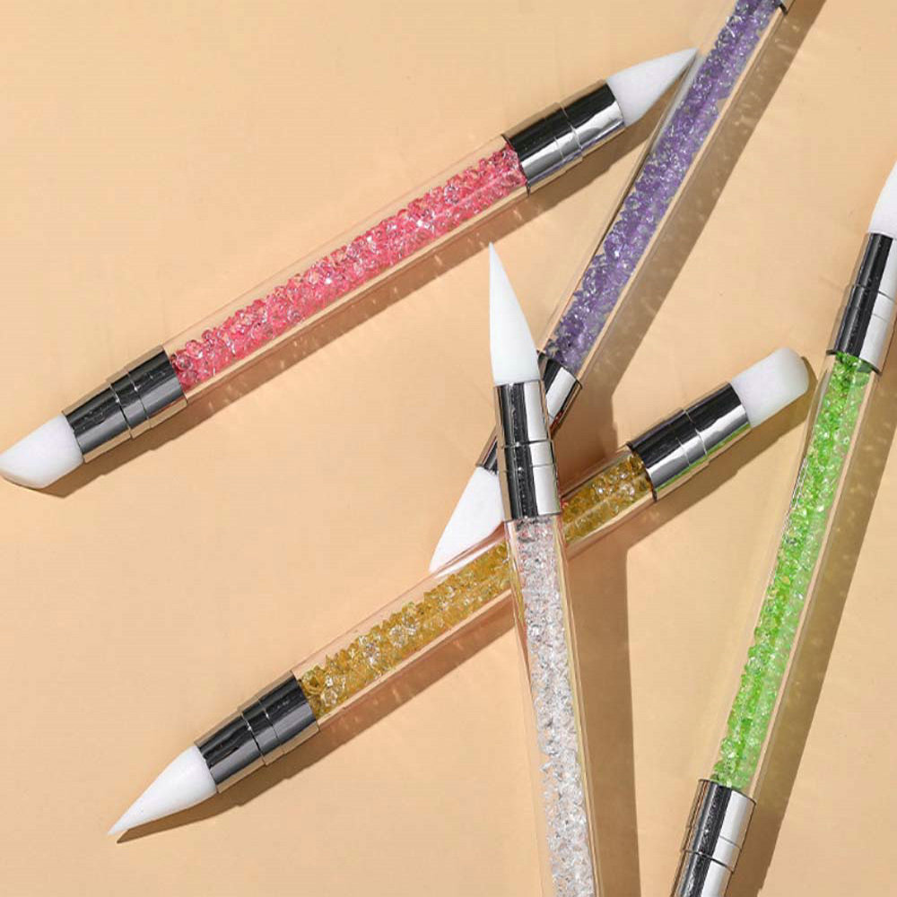 Silicone pen manicure multi-purpose double head application magic mirror powder sticker press rod carving glue adjustment professional tool 3