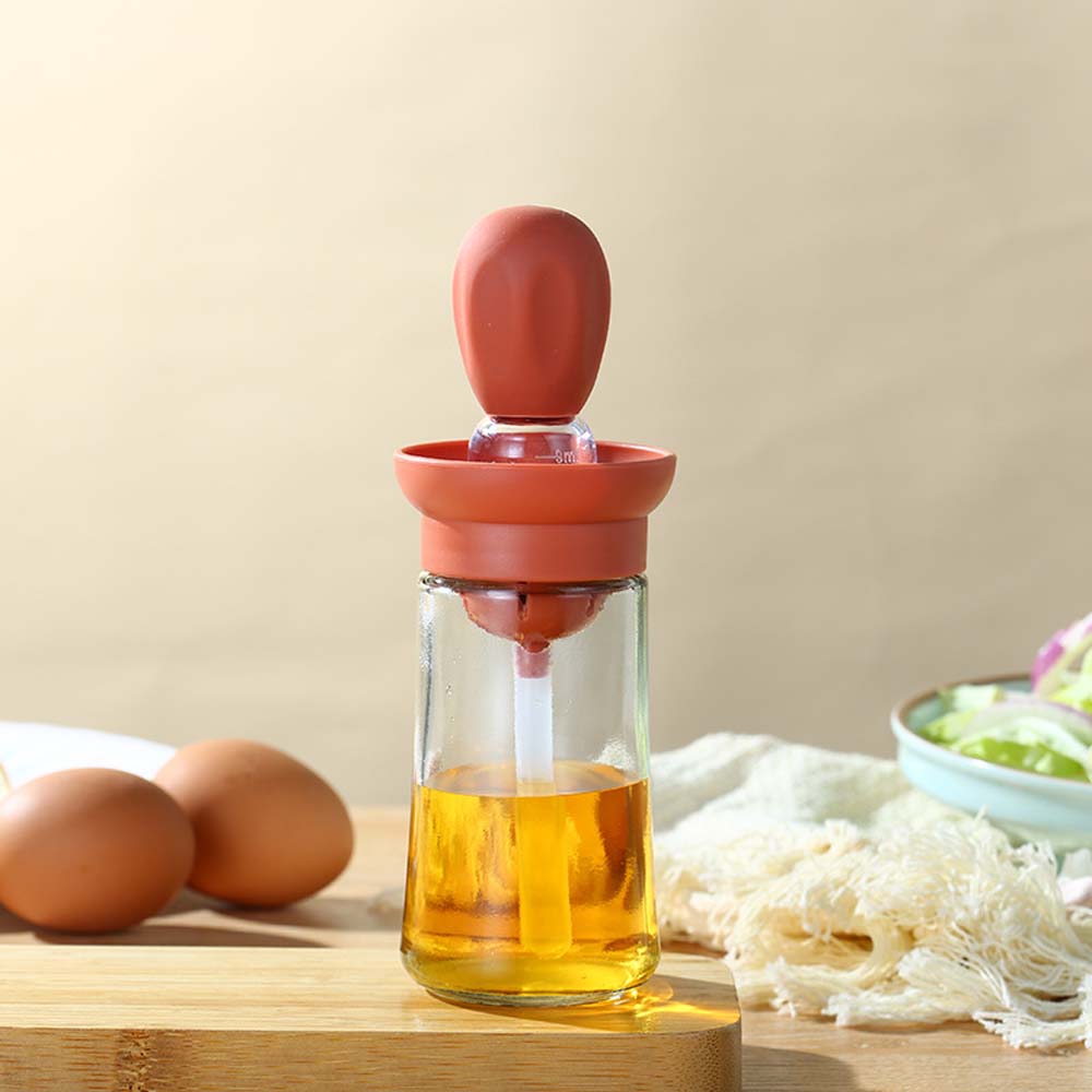 Silicone oil brush with oil bottle integrated scale control oil pot household kitchen cooking oil brush barbecue brush oil brush 4