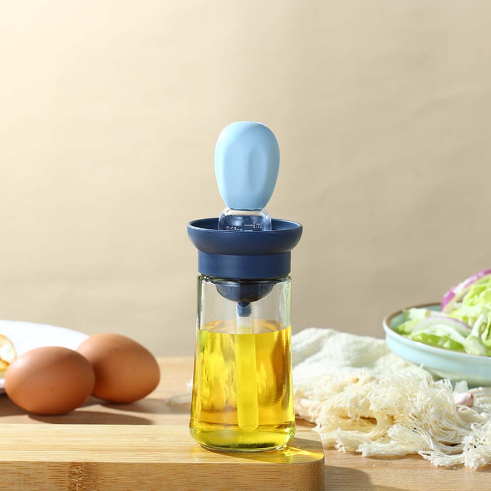 Silicone oil brush with oil bottle integrated scale control oil pot household kitchen cooking oil brush barbecue brush oil brush 5