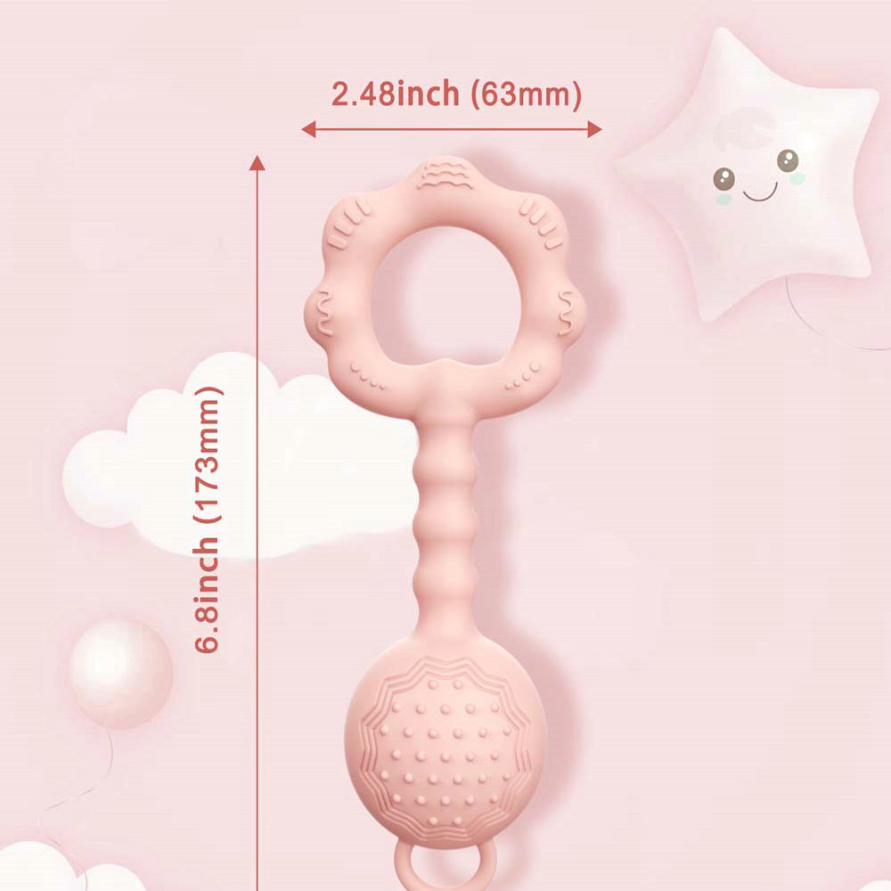 Baby teether silicone rattle sounding teether toys baby teething sticks 4