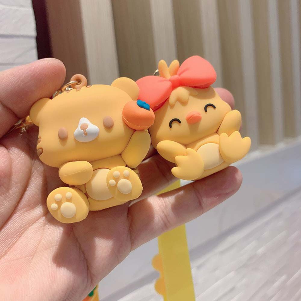 Duckling cartoon doll couple soft rubber pendant key chain key chain silicone hanging ornament 2