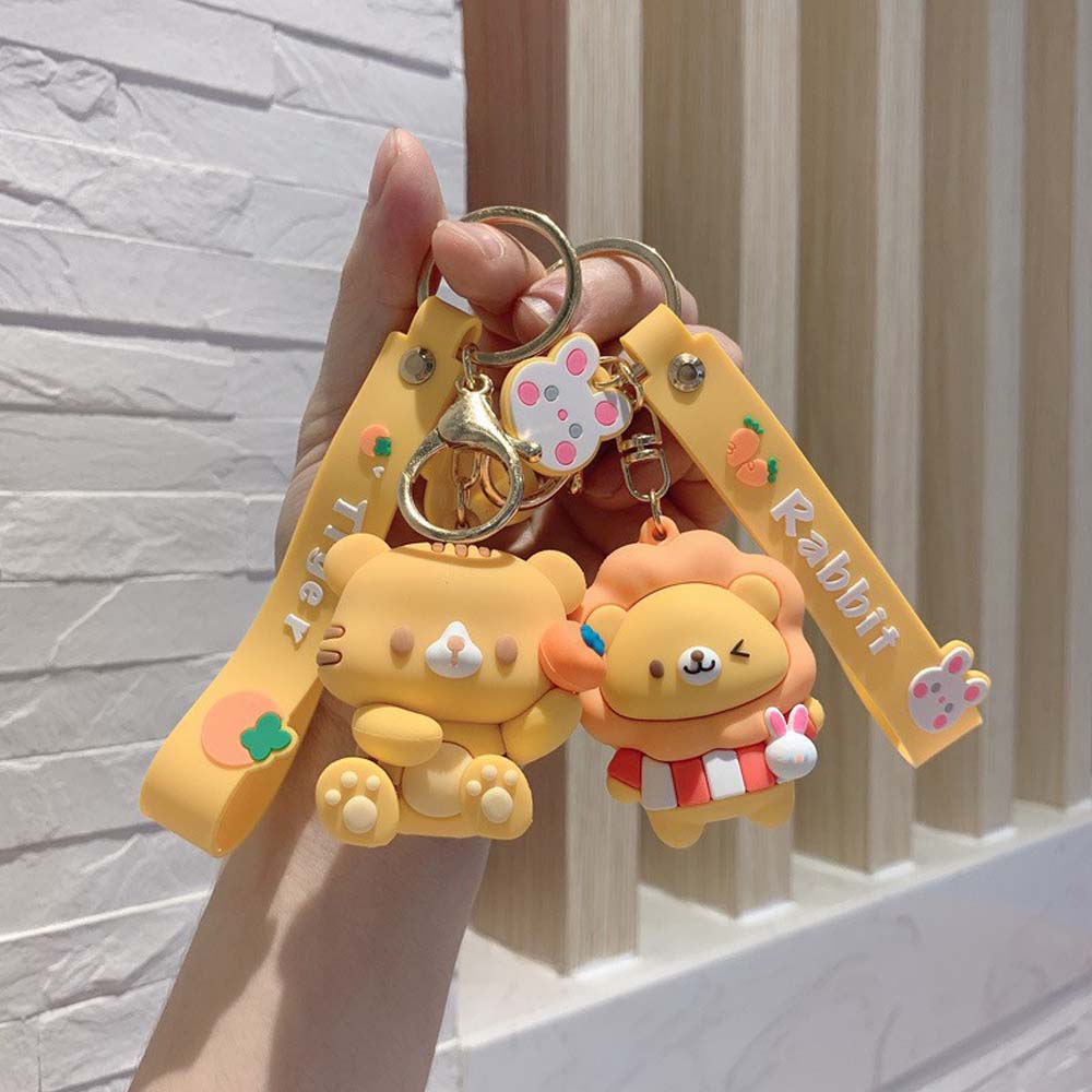 Duckling cartoon doll couple soft rubber pendant key chain key chain silicone hanging ornament 6