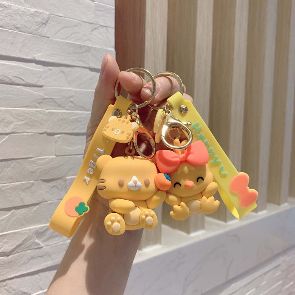 Duckling cartoon doll couple soft rubber pendant key chain key chain silicone hanging ornament 7