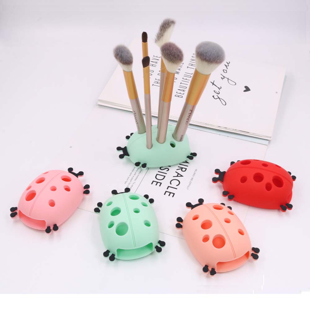 Silicone makeup brush cleaning box ladybug washing box makeup brush storage drying rack eye shadow color change dry cleaning cleaning box 4