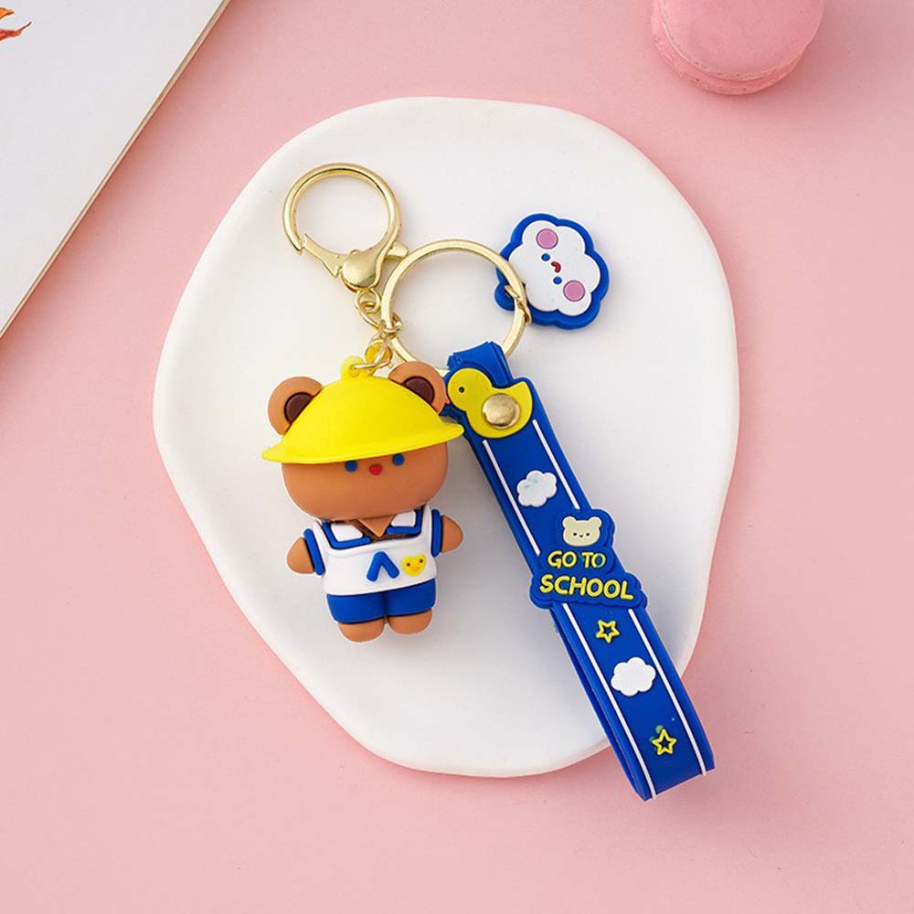 Cute bunny doll key chain school bag pendant key ring couple bag hanging trinket car key fob 5