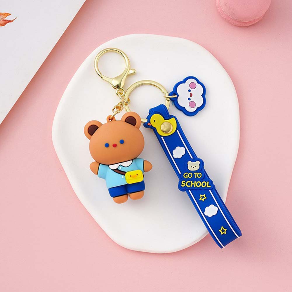 Cute bunny doll key chain school bag pendant key ring couple bag hanging trinket car key fob 7