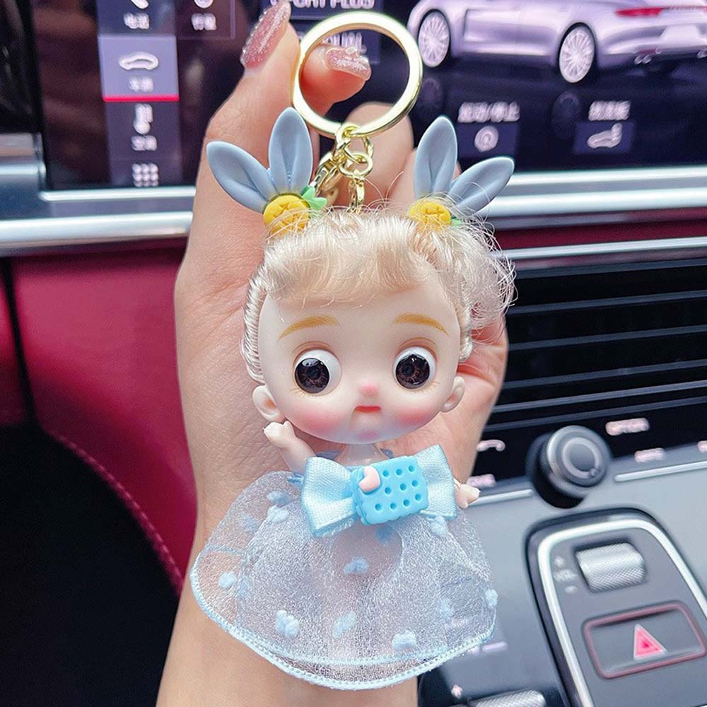 Hairpin doll keychain creative skeletal adjustable Barbie car key chain bag pendant gift girl