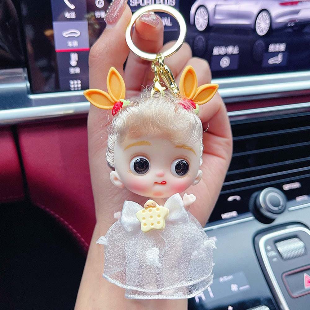 Hairpin doll keychain creative skeletal adjustable Barbie car key chain bag pendant gift girl 3