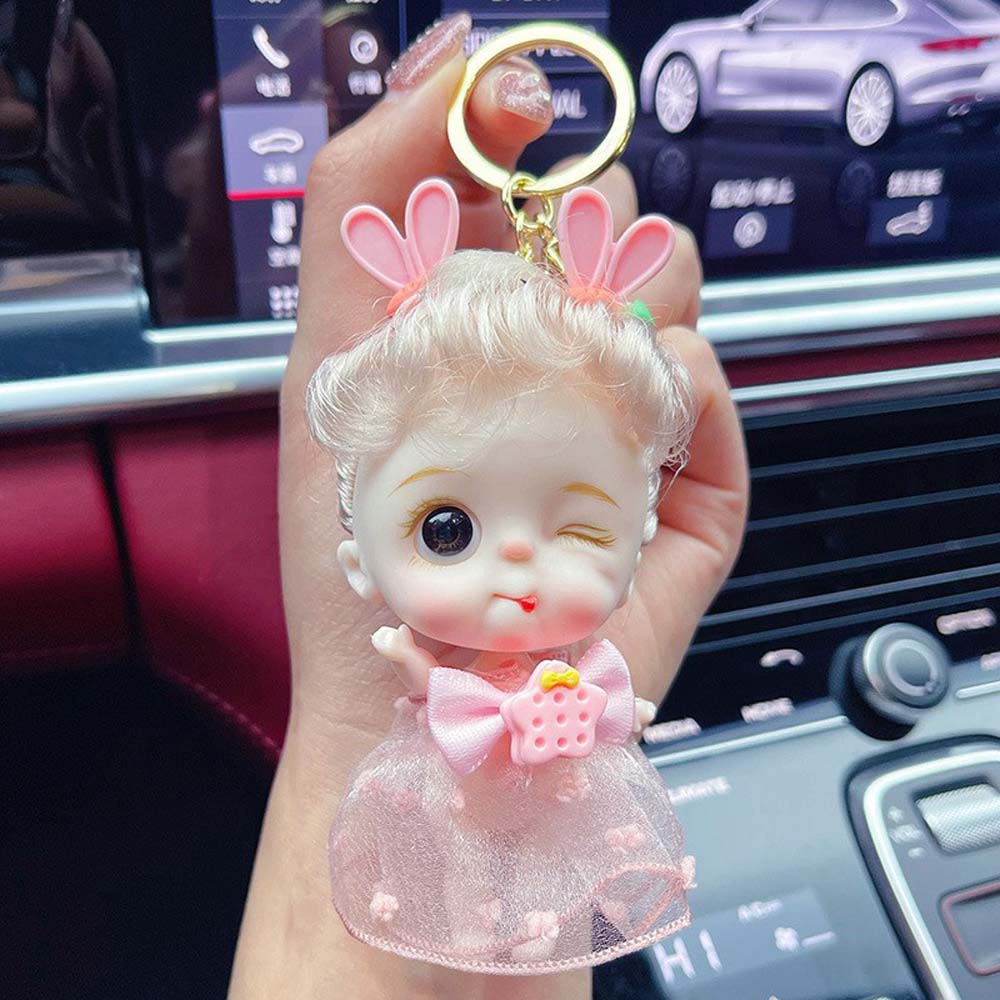 Hairpin doll keychain creative skeletal adjustable Barbie car key chain bag pendant gift girl 5