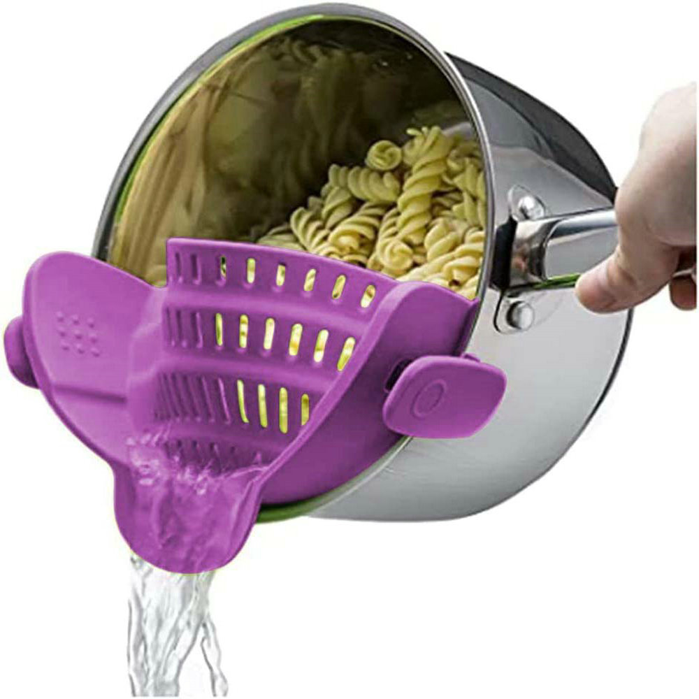 New wide mouth silicone water filter pot side drainage block household noodles vegetable pouring filtration spill-proof drainer 6