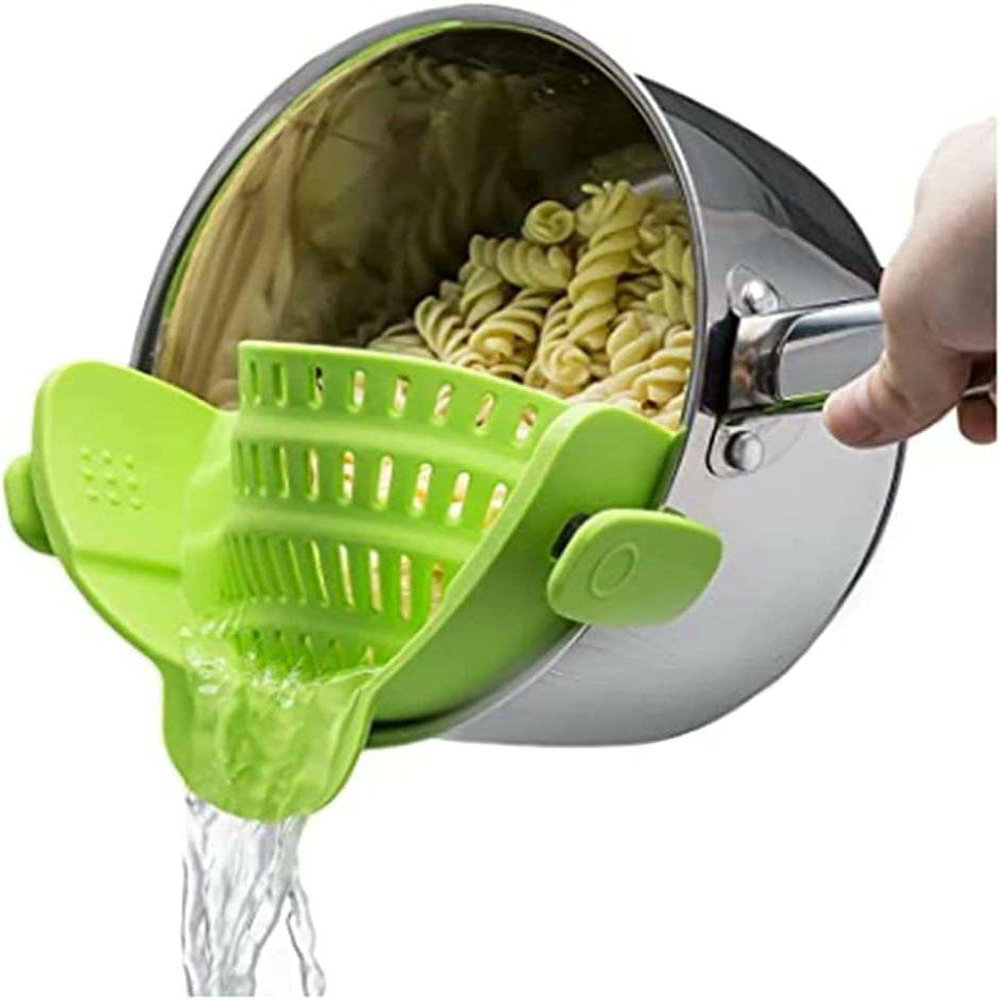 New wide mouth silicone water filter pot side drainage block household noodles vegetable pouring filtration spill-proof drainer 7