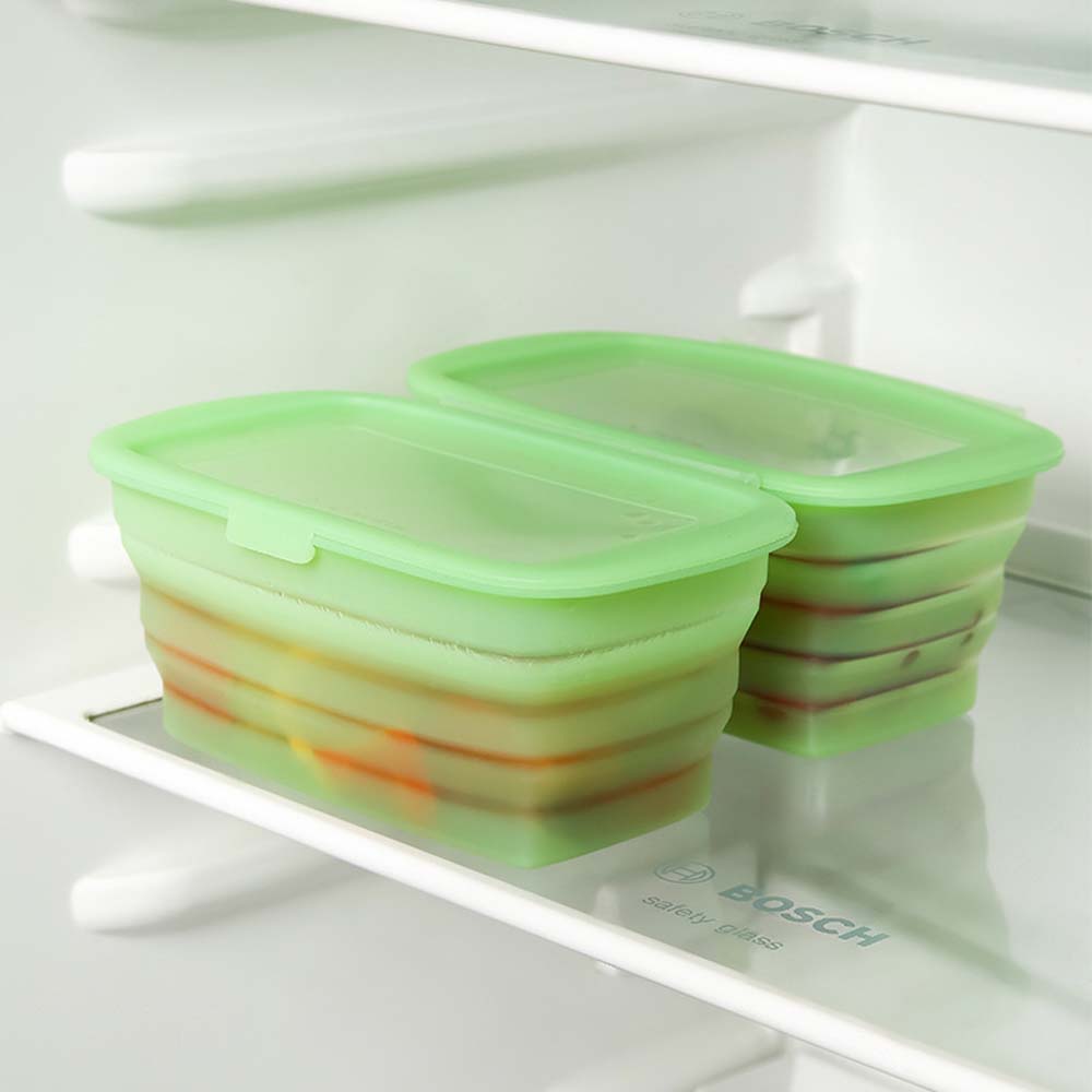 Silicone folding crisper box with lid Vegetable and fruit crisper box Lunch box silicone folding bento box lunch box  3