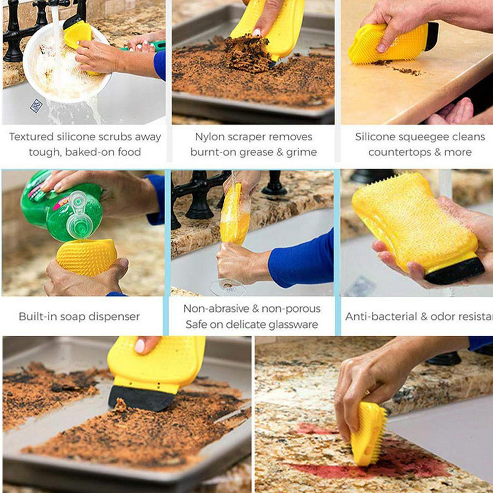 3-in-1 multifunctional brush Silicone dishwashing brush Multifunctional creative kitchen silicone dishwashing brush cleaning brush 2