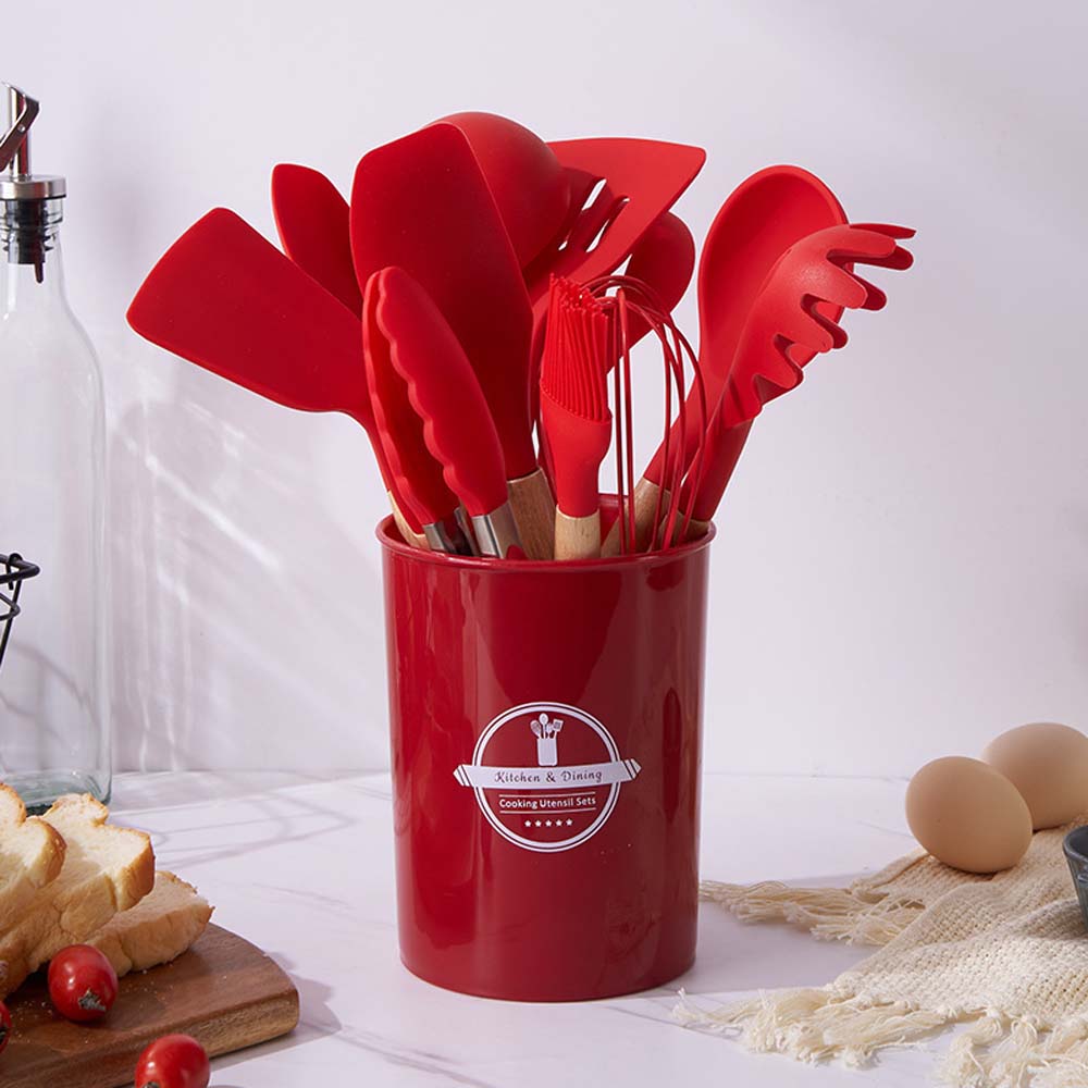 wooden handle silicone kitchenware set Kitchen utensils set 12 pieces set of kitchen utensils 3