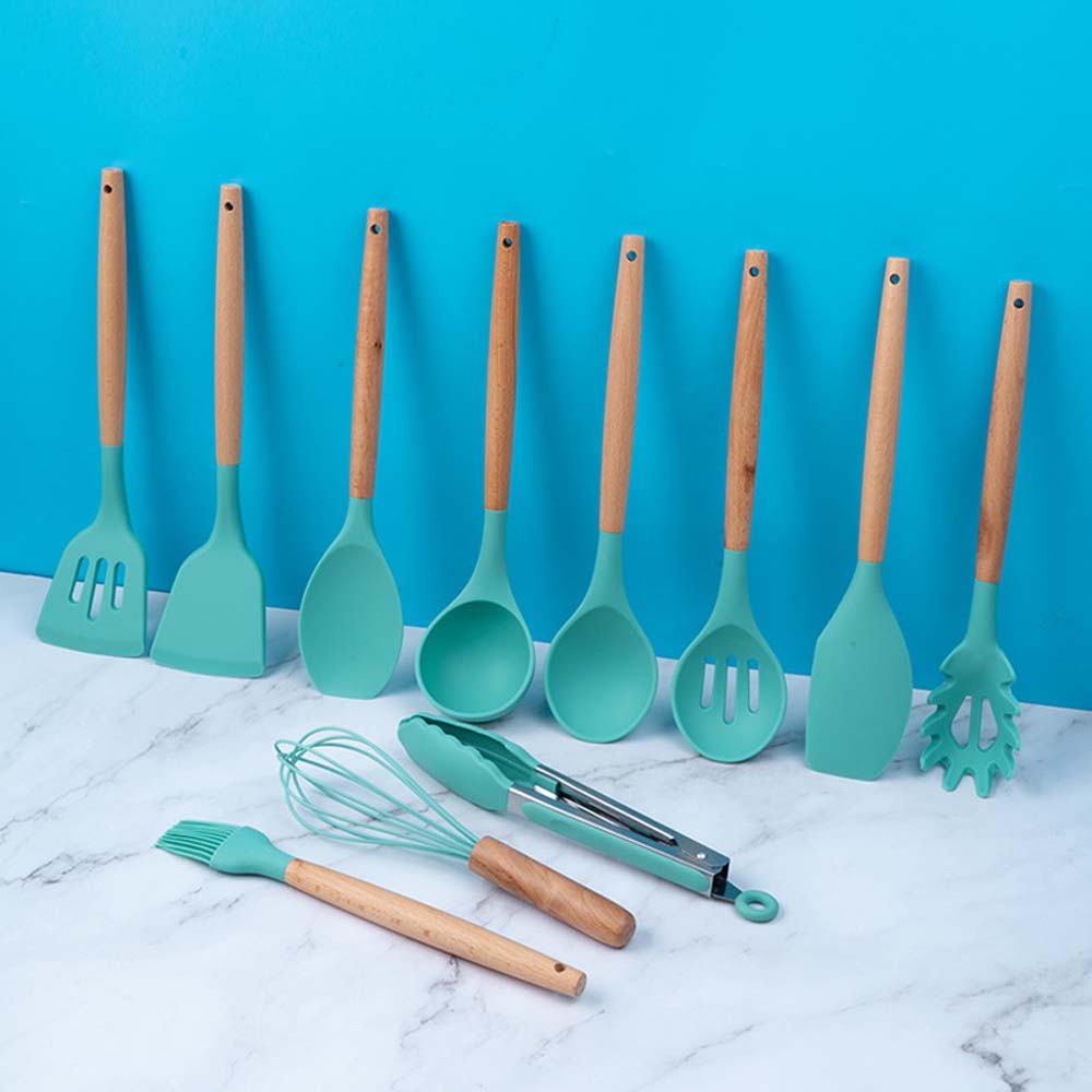 wooden handle silicone kitchenware set Kitchen utensils set 12 pieces set of kitchen utensils 6