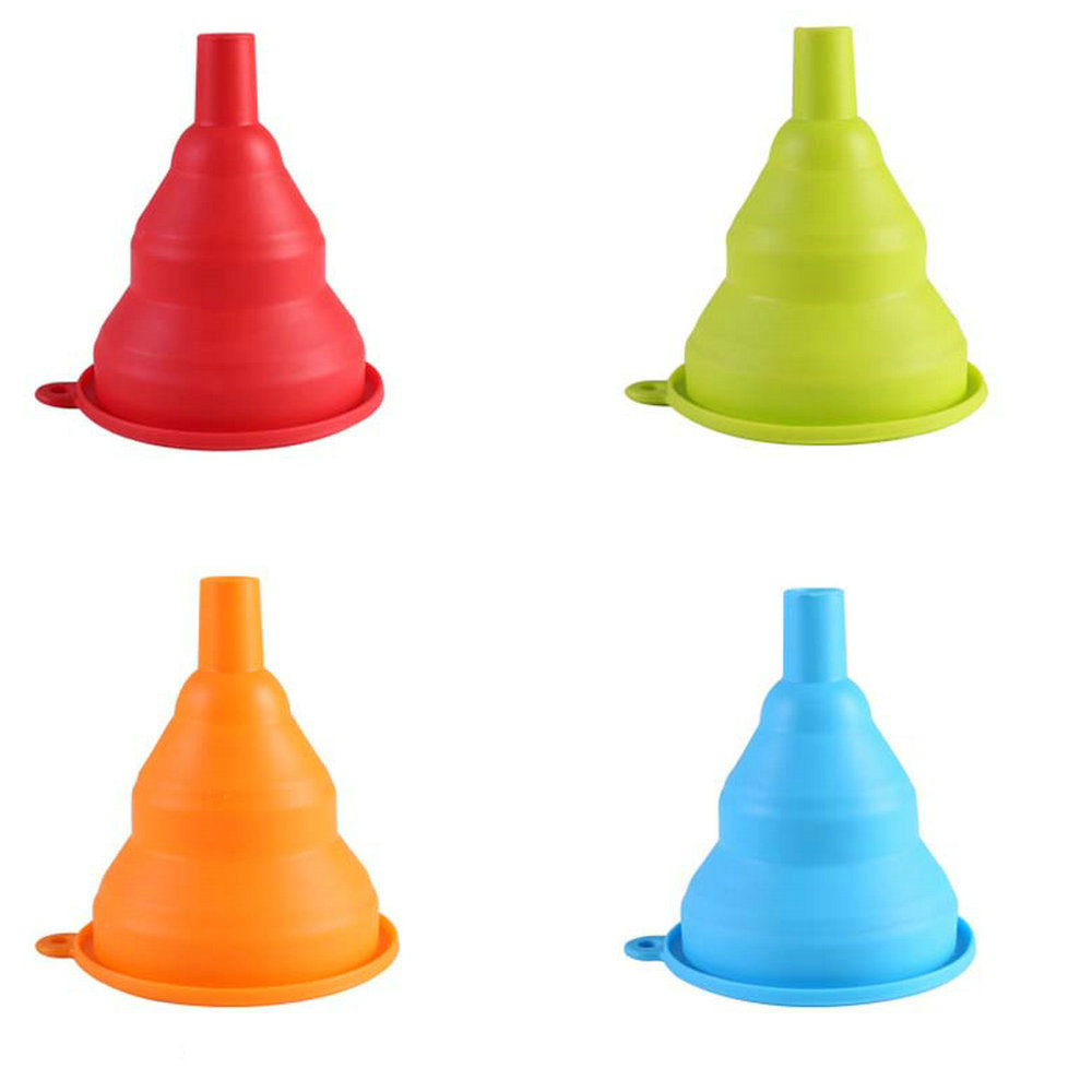 Silicone Folding Oil Funnel Portable Liquid Sorting Funnel Kitchen Supplies Extension-type	