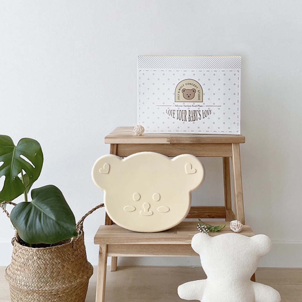 Baby Dinner Plate  Suption Cup Type  Baby Silicone Cutely Bear Divided Plate Children's Carton Learn To Eat Complementary Food Bowl			 5