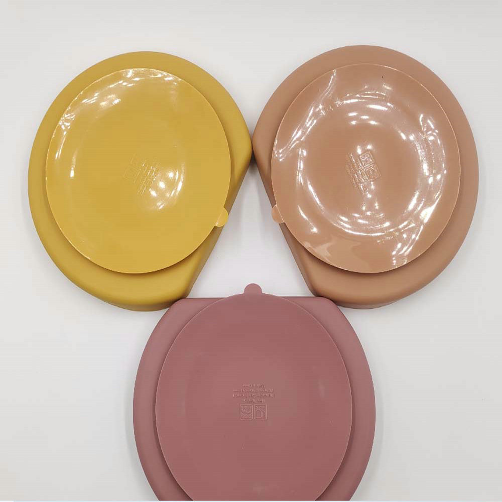 Infant children's suction cup dinner plate silicone integrated suction food plate 2