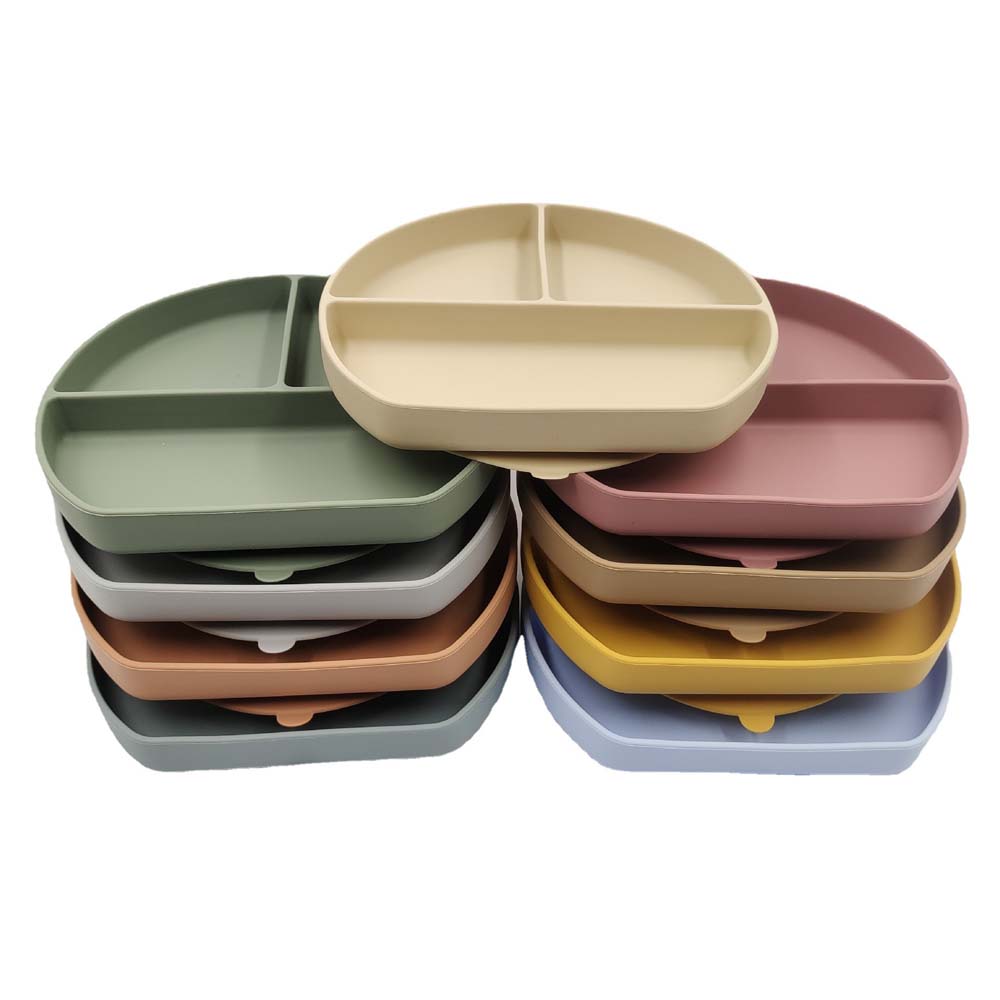 Infant children's suction cup dinner plate silicone integrated suction food plate 4