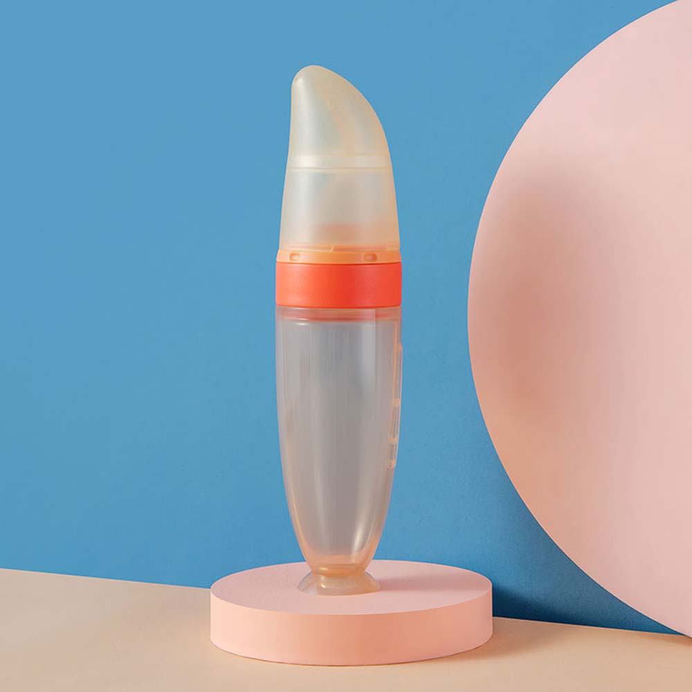Food supplement spoon  Food grade liquid silicone Suction cup squeeze rice cereal spoon  Baby tableware rice cereal bottle 4