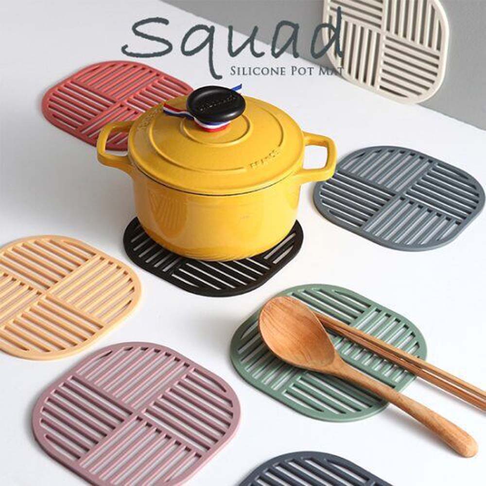 Square silicone tablemat kitchen anti scald insulated pot mat creative ins geometric openwork bowl mat coaster 5
