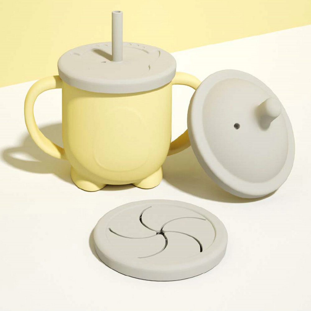 amphora silicone water cup baby and baby straw cup with handle choking-proof drinking cup 5
