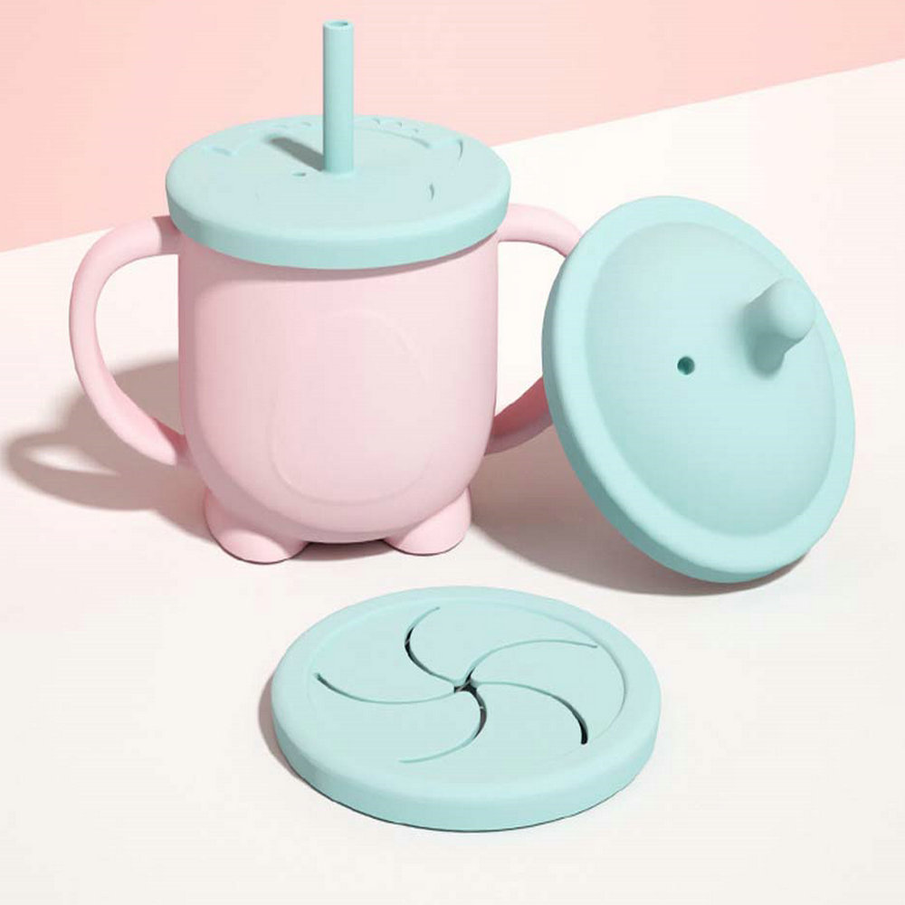 amphora silicone water cup baby and baby straw cup with handle choking-proof drinking cup 2