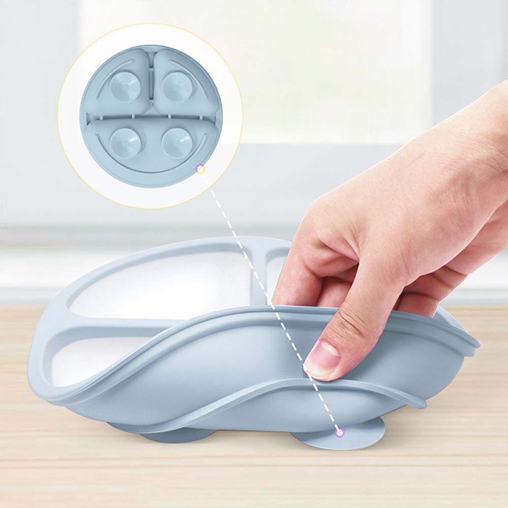 Silicone Dinner Tray Baby Suction Cup Dinner Tray Baby Silicone Bowl Compartment Tableware Kids Learning Cup Feeding Set 3