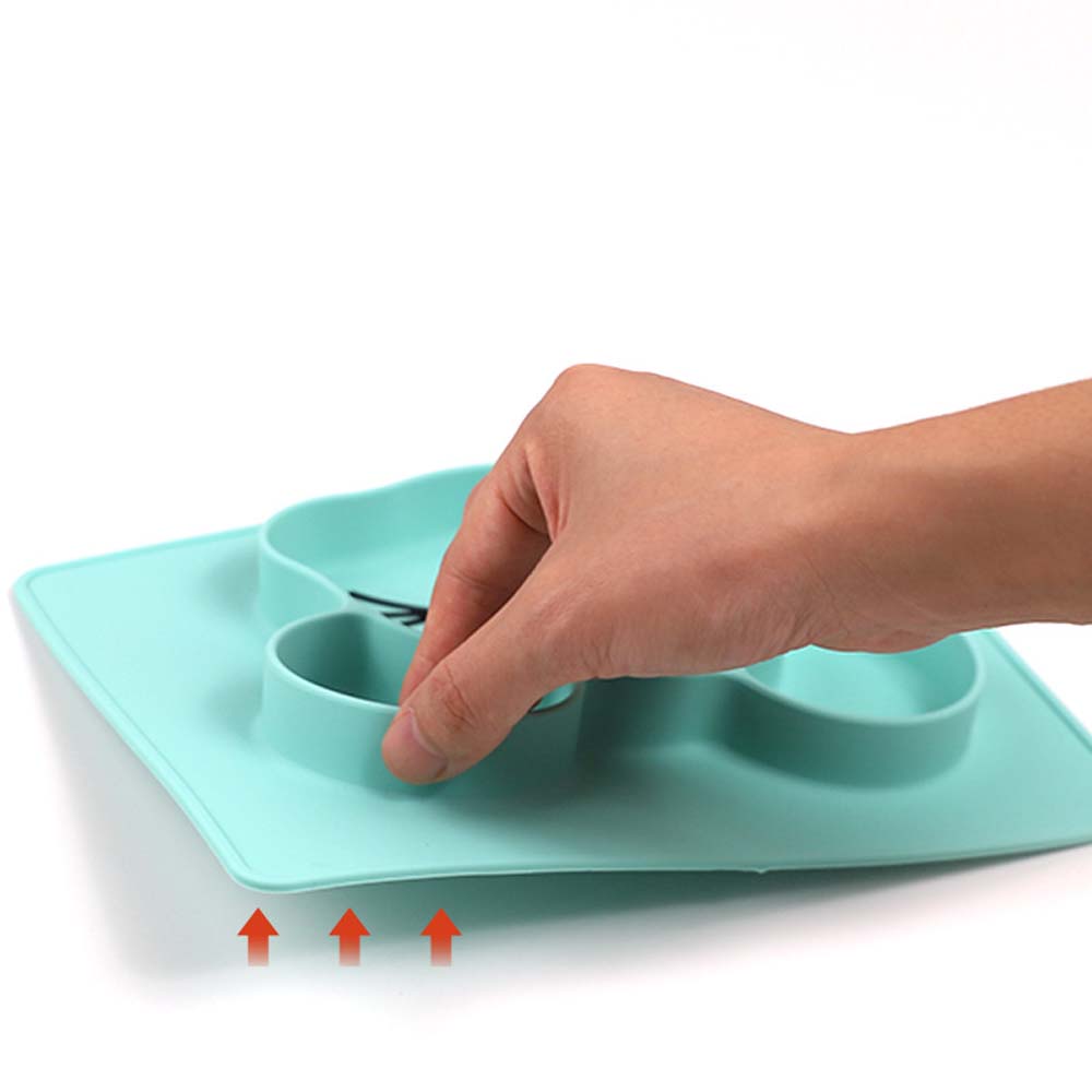 Creative cartoon silicone meal plate for baby food graded food supplement bowl integrated suction cup dinner plate 4