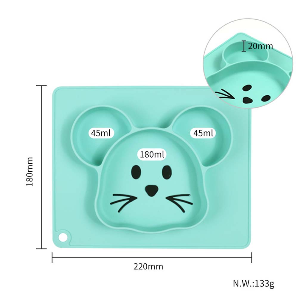 Creative cartoon silicone meal plate for baby food graded food supplement bowl integrated suction cup dinner plate 7