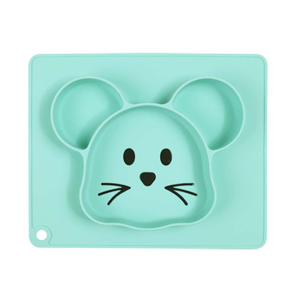 Creative cartoon silicone meal plate for baby food graded food supplement bowl integrated suction cup dinner plate
